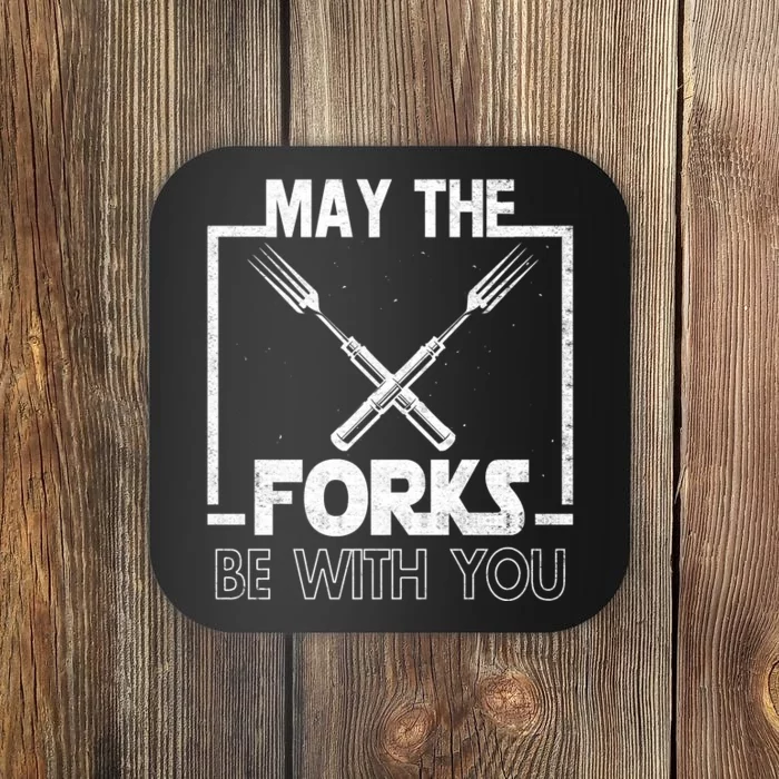 May The Fork Be With You Vintage Bbq Chef, Funny Christmas Gift Coaster