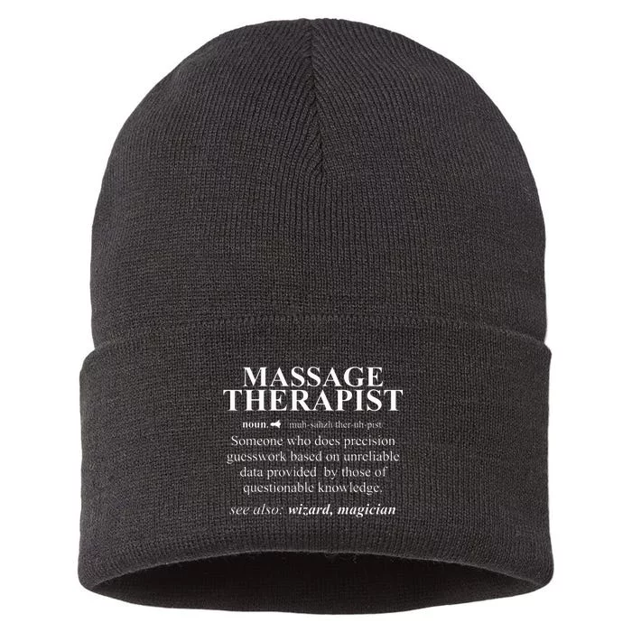 Massage Therapist Funny Noun Definition Cool Gift Sustainable Knit Beanie