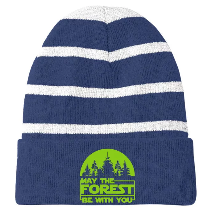 May The Forest Be With You Striped Beanie with Solid Band