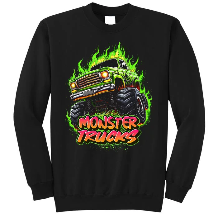 Monster Truck For Kids Monster Truck Vintage Retro Tall Sweatshirt