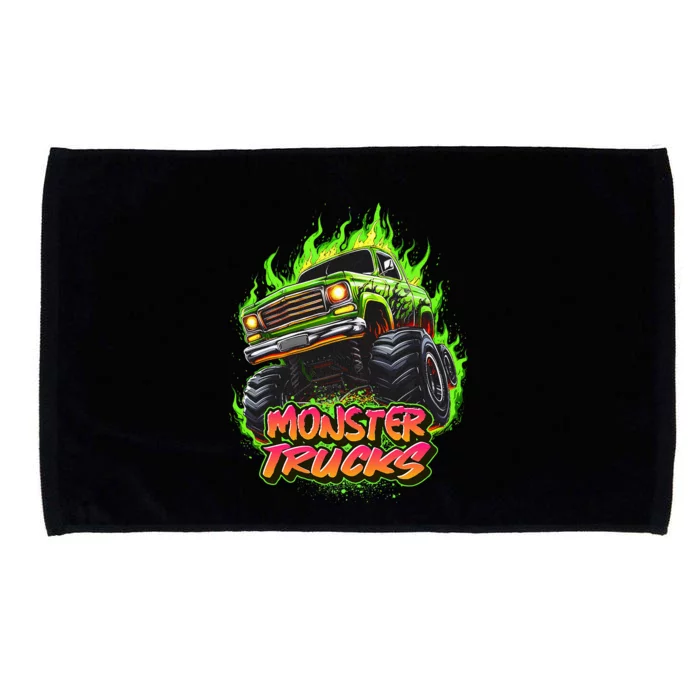 Monster Truck For Kids Monster Truck Vintage Retro Microfiber Hand Towel