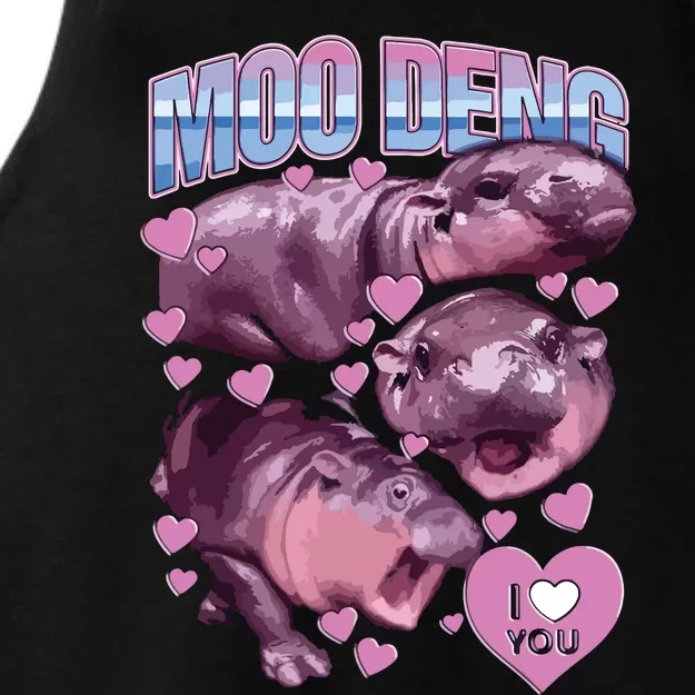 Moodeng The Famous Baby Pigmy Hippo Moodeng Ladies Tri-Blend Wicking Tank