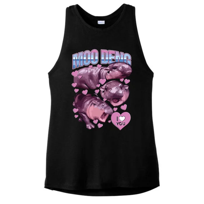 Moodeng The Famous Baby Pigmy Hippo Moodeng Ladies Tri-Blend Wicking Tank