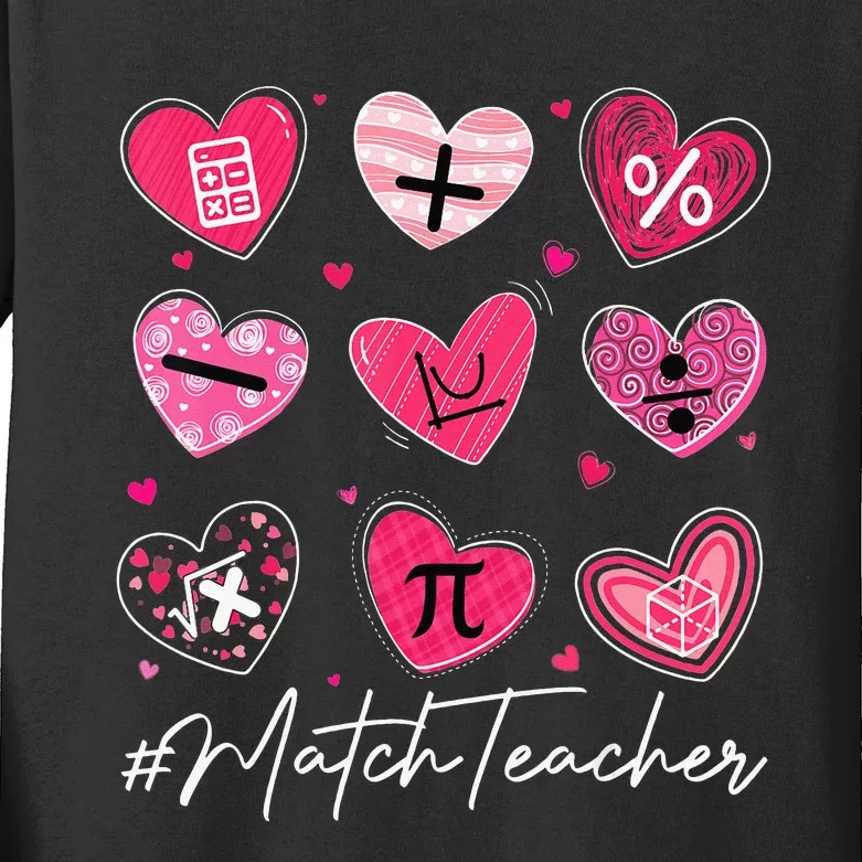 Math Teacher funny valentine's Day Pi Math Lover Kids Long Sleeve Shirt