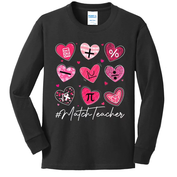 Math Teacher funny valentine's Day Pi Math Lover Kids Long Sleeve Shirt