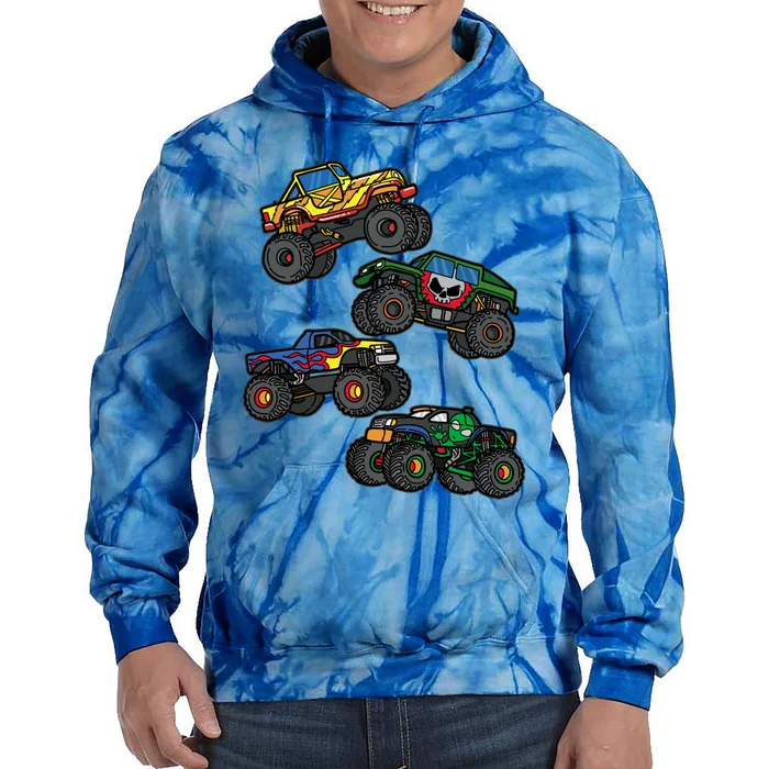 Monster Truck Funny Gift For Gift Assorted Boys Monster Truck Meaningful Gift Tie Dye Hoodie