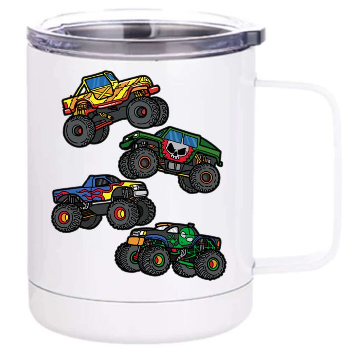 Monster Truck Funny Gift For Gift Assorted Boys Monster Truck Meaningful Gift Front & Back 12oz Stainless Steel Tumbler Cup