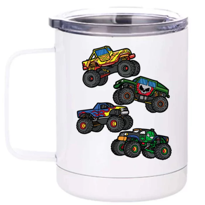 Monster Truck Funny Gift For Gift Assorted Boys Monster Truck Meaningful Gift Front & Back 12oz Stainless Steel Tumbler Cup