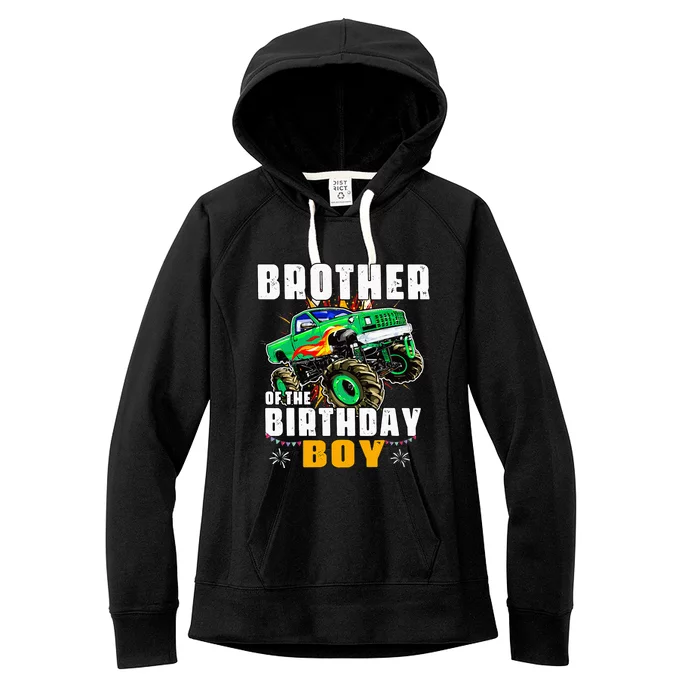 Monster Truck Family Matching Brother Of The Birthday Boy Women's Fleece Hoodie