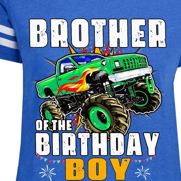 Monster Truck Family Matching Brother Of The Birthday Boy Enza Ladies Jersey Football T-Shirt