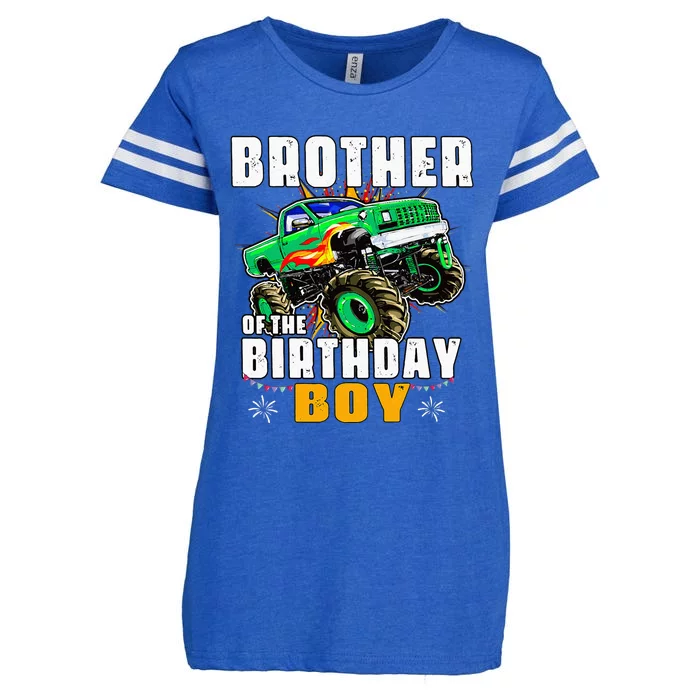 Monster Truck Family Matching Brother Of The Birthday Boy Enza Ladies Jersey Football T-Shirt