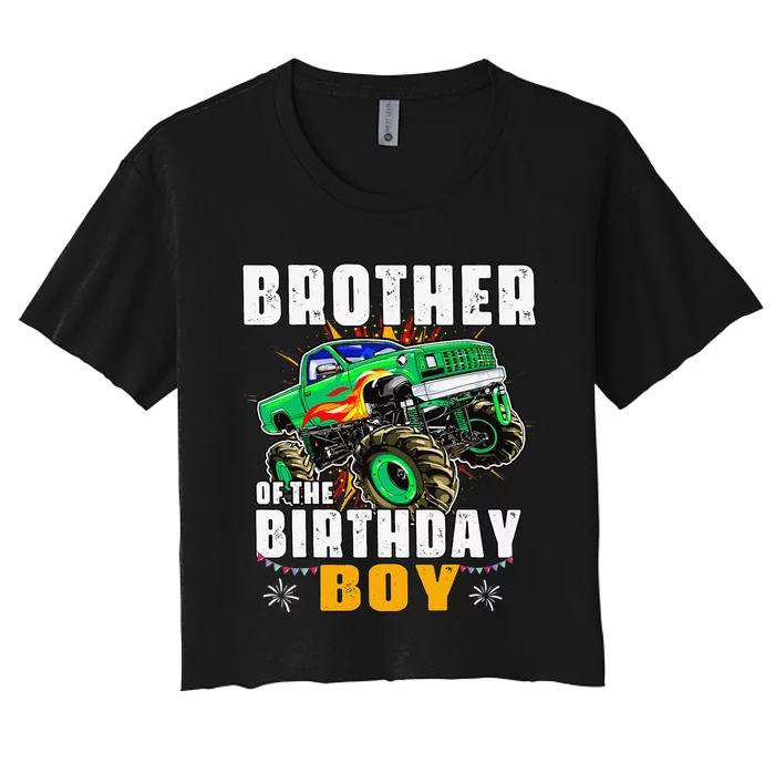 monster truck family matching brother of the birthday Women's Crop Top Tee