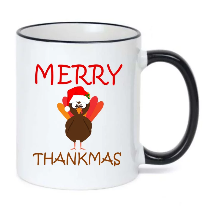 Merry Thankmas Funny Thanksgiving Turkey Black Color Changing Mug