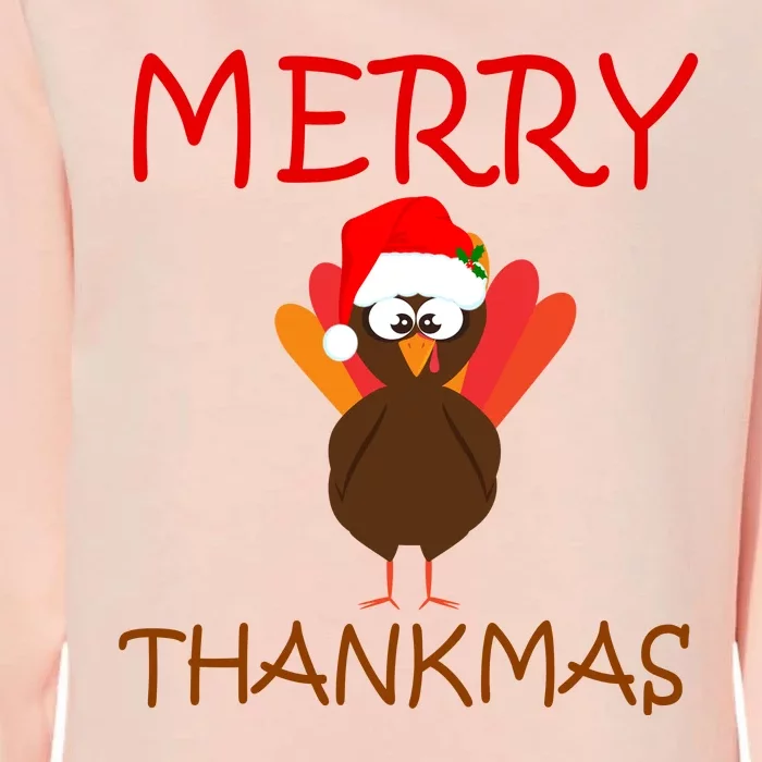 Merry Thankmas Funny Thanksgiving Turkey Womens California Wash Sweatshirt