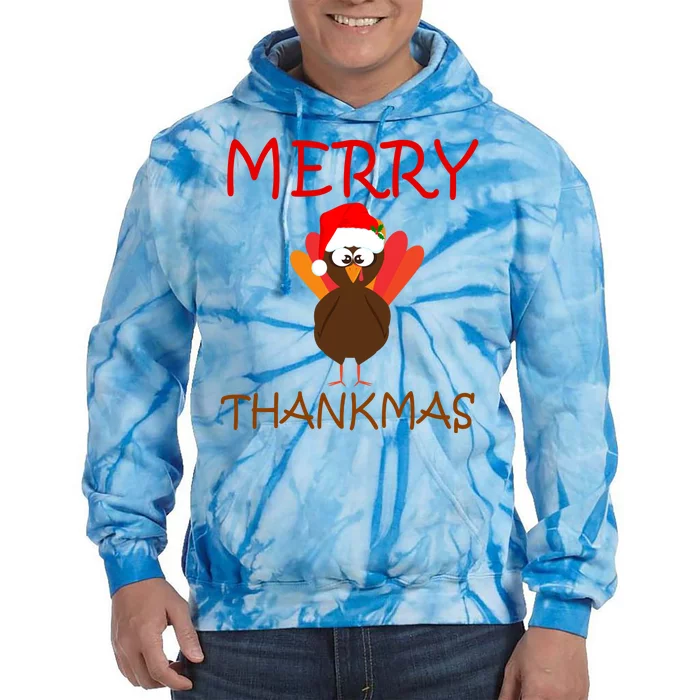 Merry Thankmas Funny Thanksgiving Turkey Tie Dye Hoodie