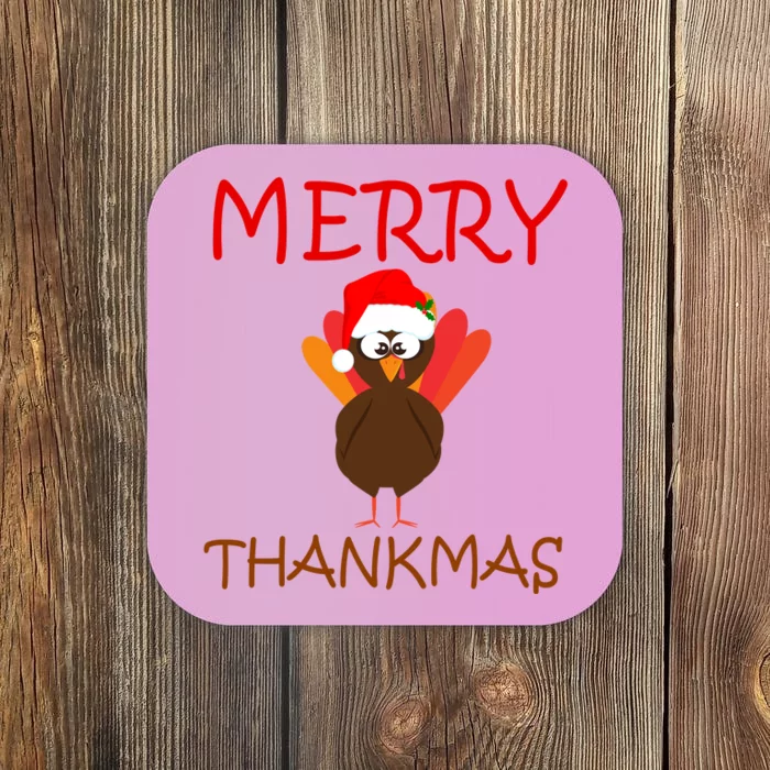 Merry Thankmas Funny Thanksgiving Turkey Coaster