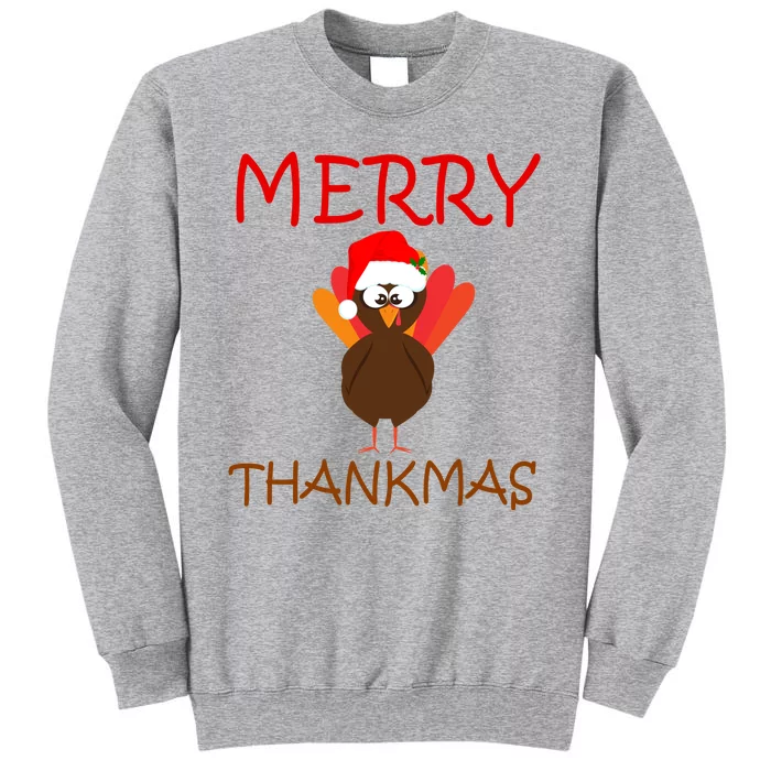 Merry Thankmas Funny Thanksgiving Turkey Tall Sweatshirt