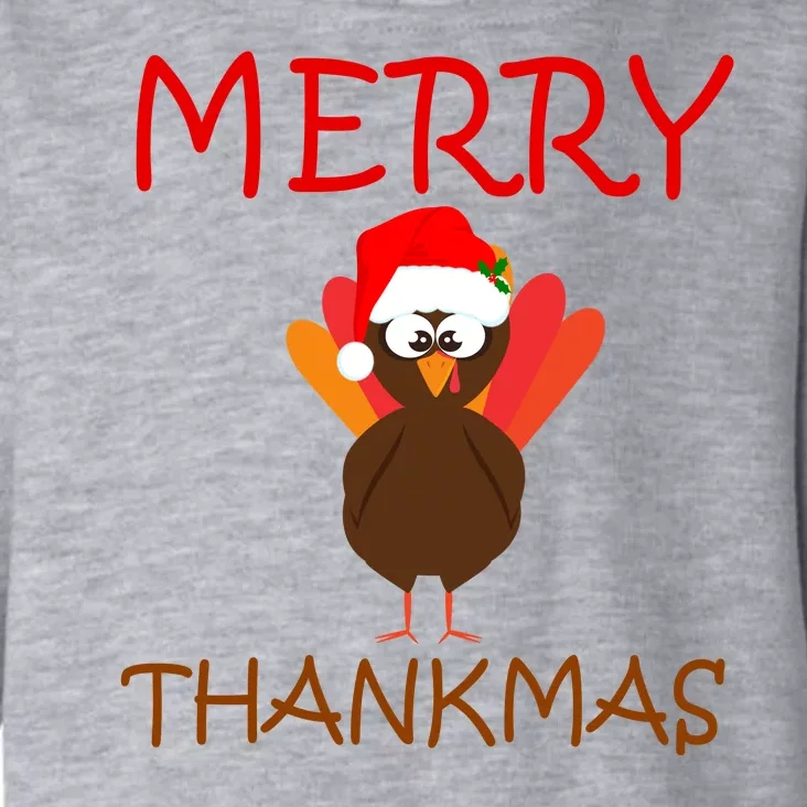 Merry Thankmas Funny Thanksgiving Turkey Toddler Hoodie