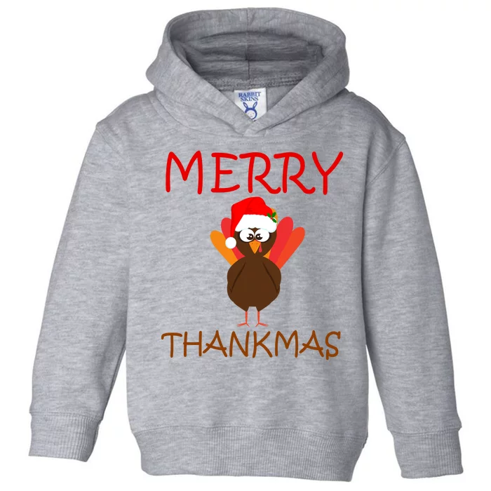 Merry Thankmas Funny Thanksgiving Turkey Toddler Hoodie