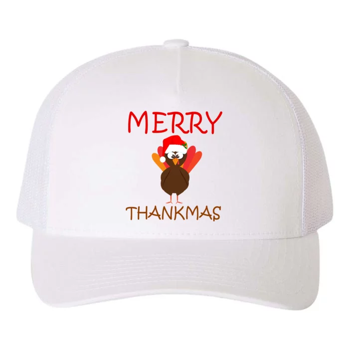 Merry Thankmas Funny Thanksgiving Turkey Yupoong Adult 5-Panel Trucker Hat