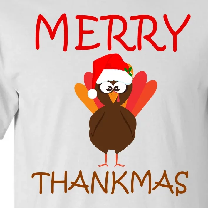 Merry Thankmas Funny Thanksgiving Turkey Tall T-Shirt