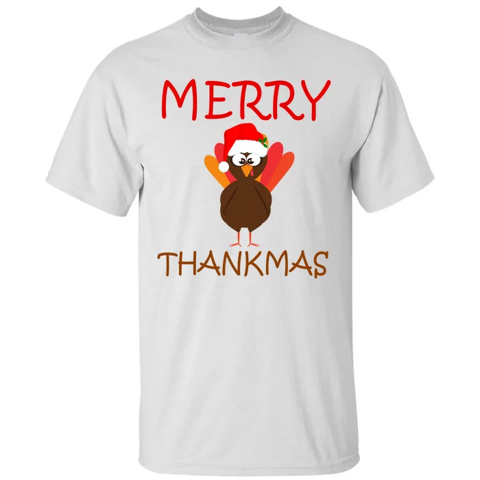 Merry Thankmas Funny Thanksgiving Turkey Tall T-Shirt