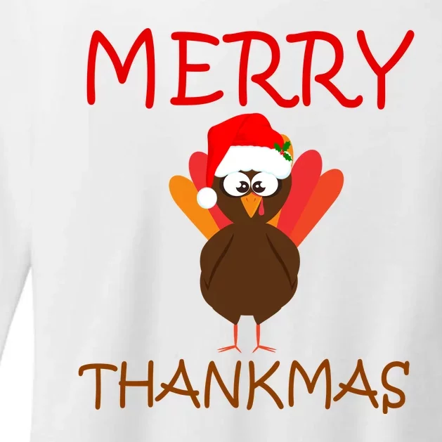 Merry Thankmas Funny Thanksgiving Turkey Womens CVC Long Sleeve Shirt