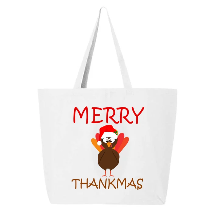 Merry Thankmas Funny Thanksgiving Turkey 25L Jumbo Tote