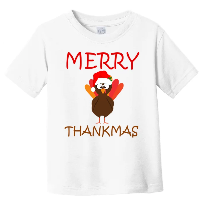 Merry Thankmas Funny Thanksgiving Turkey Toddler T-Shirt