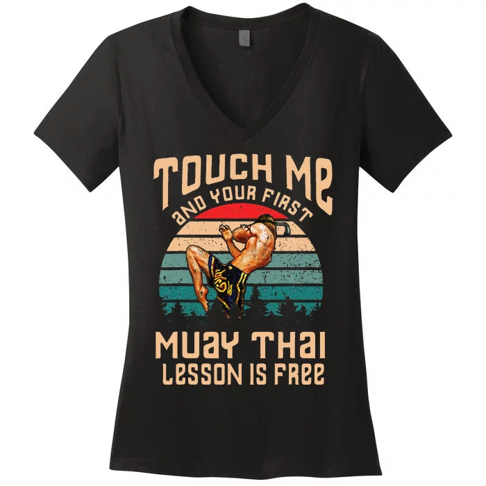 Muay Thai Funny Quote Kickboxing Thailand Boxing Women's V-Neck T-Shirt