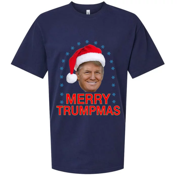 Merry Trumpmas Funny Trump Santa Christmas Design Funny Gift Sueded Cloud Jersey T-Shirt