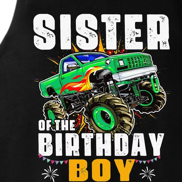 monster truck family matching sister of the birthday Ladies Tri-Blend Wicking Tank