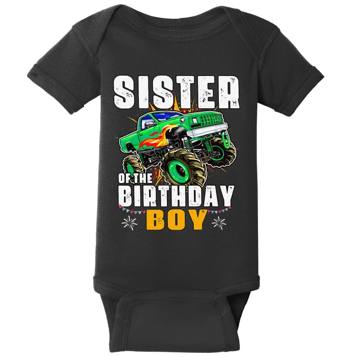 monster truck family matching sister of the birthday Baby Bodysuit