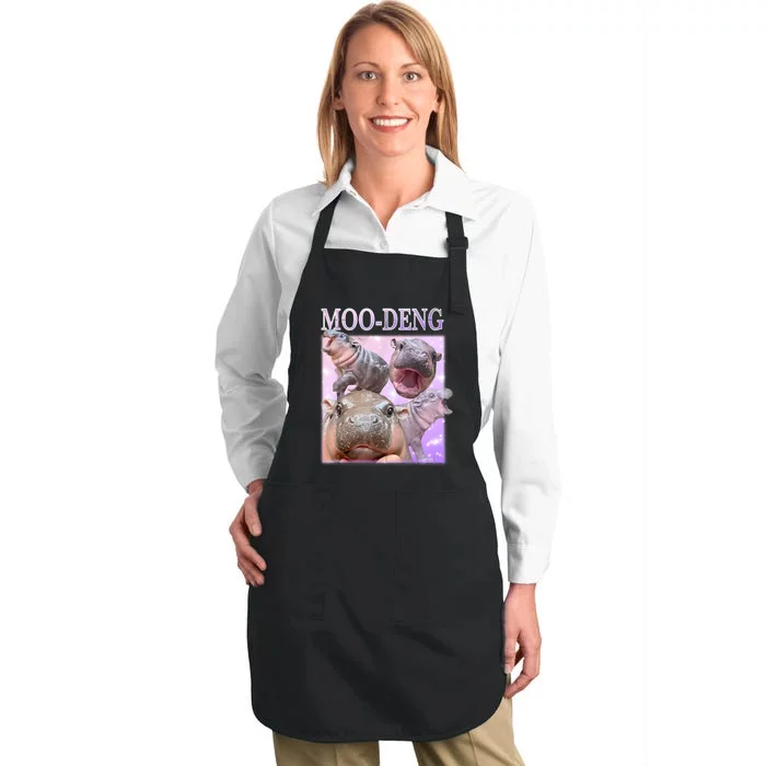 Moodeng The Famous Baby Pigmy Hippo Moodeng Full-Length Apron With Pocket