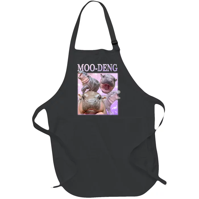 Moodeng The Famous Baby Pigmy Hippo Moodeng Full-Length Apron With Pocket