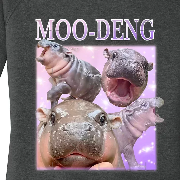 Moodeng The Famous Baby Pigmy Hippo Moodeng Women's Perfect Tri Tunic Long Sleeve Shirt