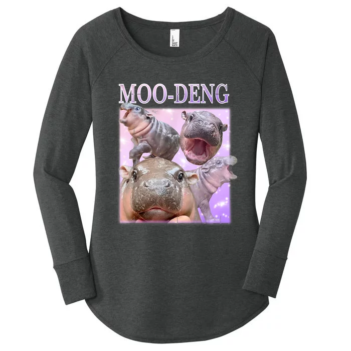 Moodeng The Famous Baby Pigmy Hippo Moodeng Women's Perfect Tri Tunic Long Sleeve Shirt