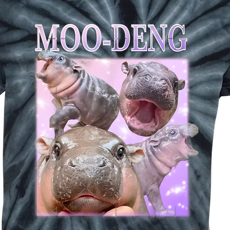 Moodeng The Famous Baby Pigmy Hippo Moodeng Kids Tie-Dye T-Shirt