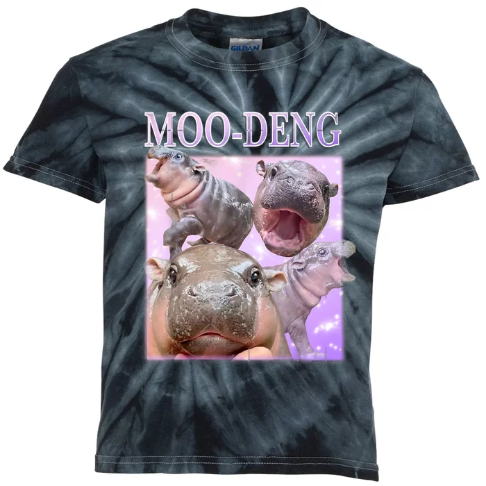 Moodeng The Famous Baby Pigmy Hippo Moodeng Kids Tie-Dye T-Shirt