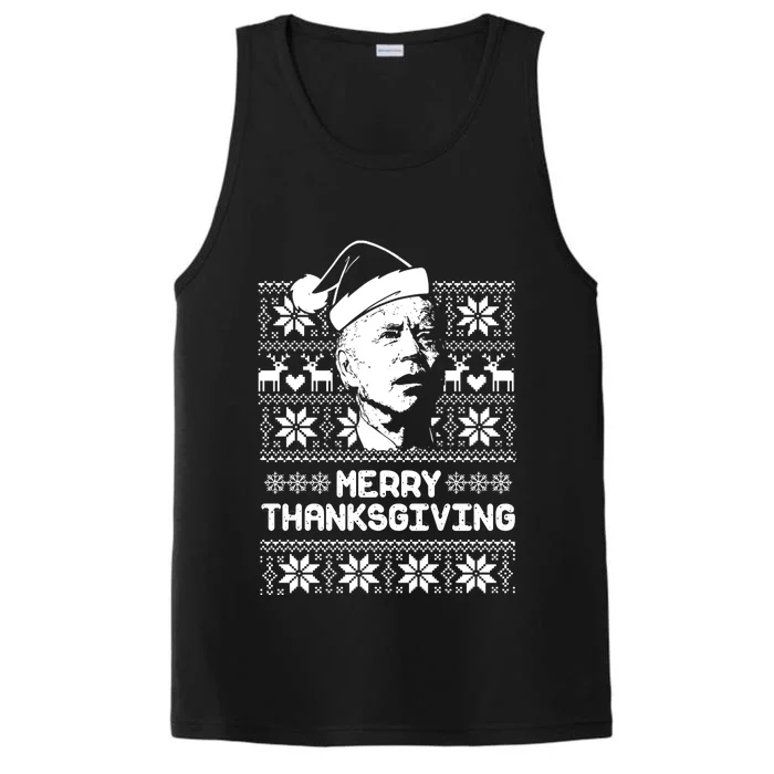 Merry Thanksgiving Funny Joe Biden Ugly Christmas Performance Tank