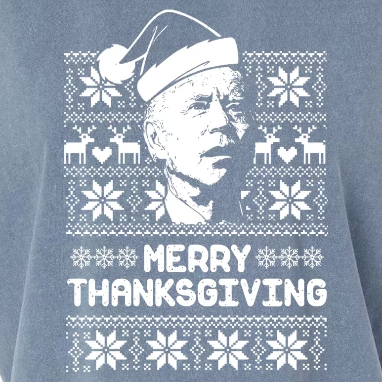 Merry Thanksgiving Funny Joe Biden Ugly Christmas Garment-Dyed Women's Muscle Tee