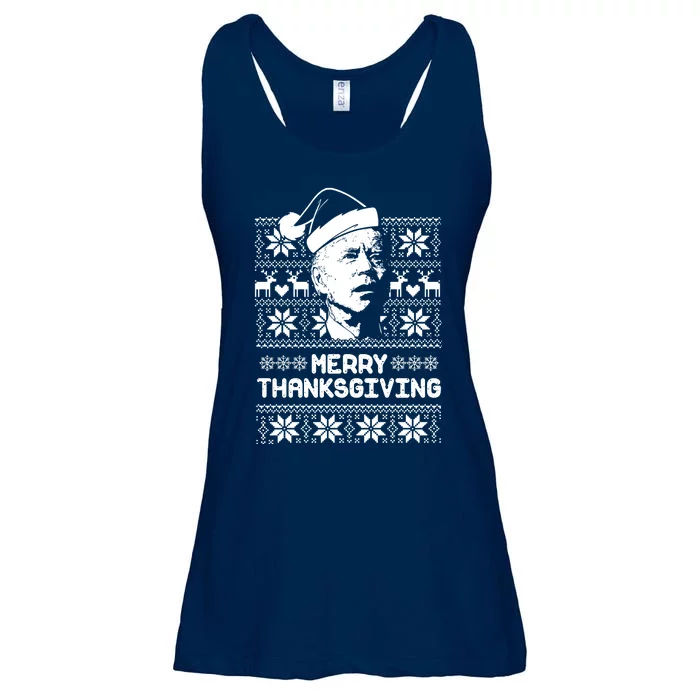 Merry Thanksgiving Funny Joe Biden Ugly Christmas Ladies Essential Flowy Tank