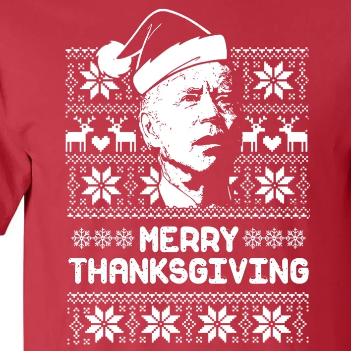 Merry Thanksgiving Funny Joe Biden Ugly Christmas Tall T-Shirt