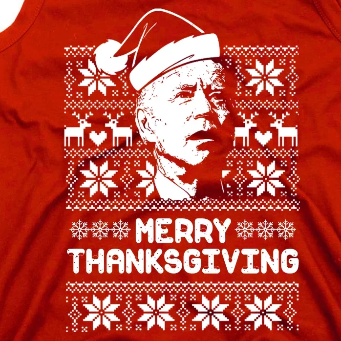 Merry Thanksgiving Funny Joe Biden Ugly Christmas Tank Top