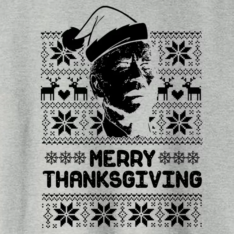 Merry Thanksgiving Funny Joe Biden Ugly Christmas Women's Crop Top Tee