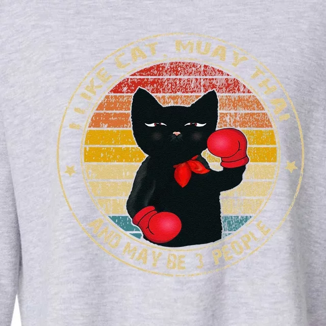 Muay Thai Funny Cat Kickboxing Thailand Boxing Cat Boxing Cropped Pullover Crew