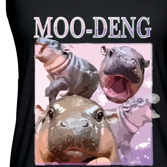 Moodeng The Famous Baby Pigmy Hippo Moodeng Ladies Essential Flowy Tank