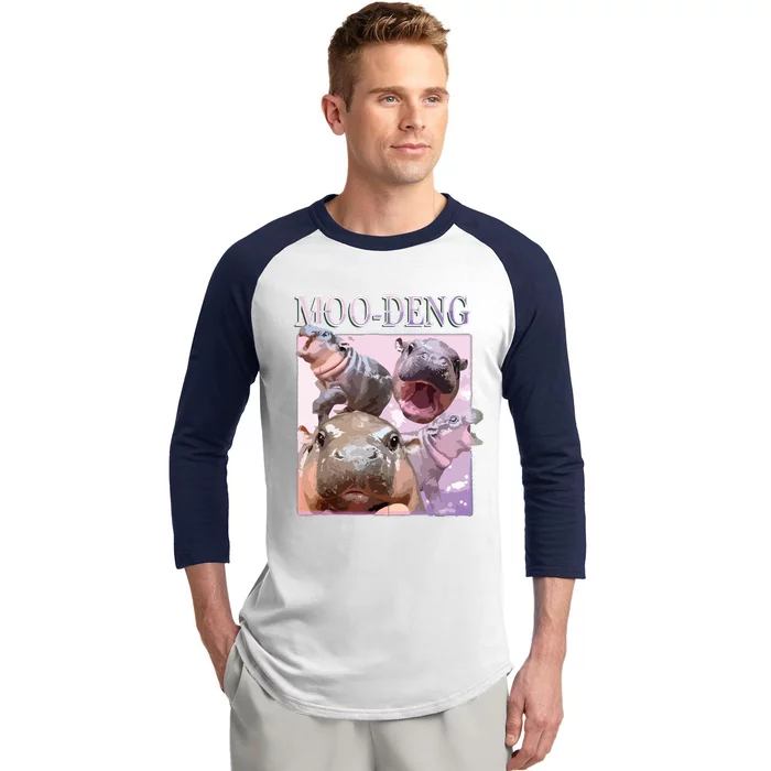 Moodeng The Famous Baby Pigmy Hippo Moodeng Baseball Sleeve Shirt