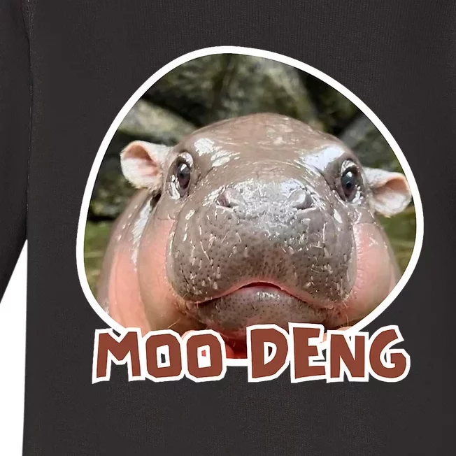 Moodeng The Famous Cute Baby Pigmy Hippo In Thailand Baby Long Sleeve Bodysuit