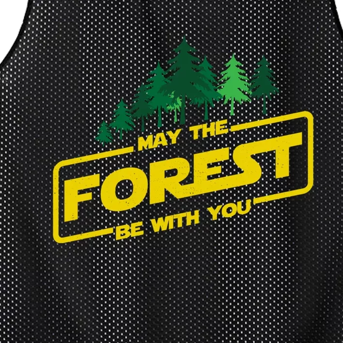 May The Forest Be With You Funny Earth Day Camping Space Pun Mesh Reversible Basketball Jersey Tank